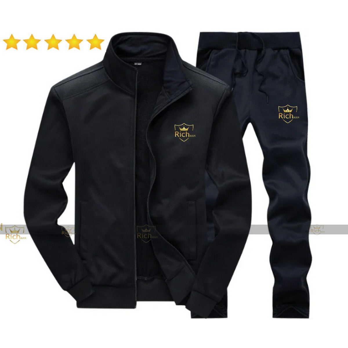 Men's Tracksuit Set Full Zip Long Sleeve Jogging Running Sweat suits (Sweatshirt and Trouser）