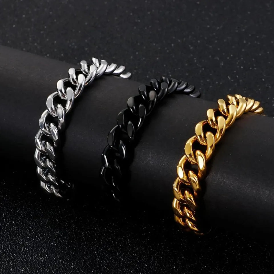 Black/Silver/Golden Cuban Link Chain Wrist / Hand Bracelet for Men / Boys